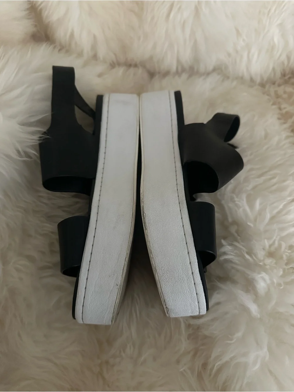 VINCE Westport Black Platform Sandals with White Sole
